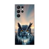 Dali Design Samsung Galaxy S22 Ultra Uyumlu Şeffaf Kılıf Baykuş Tasarımlı
