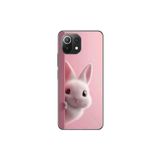 Dali Design Xiaomi Mi 11 Lite Uyumlu Şeffaf Kılıf 5 Peluş Tavşan Tasarımlı