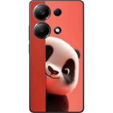 Dali Design Xiaomi Redmi Note 13 Pro Uyumlu Şeffaf Kılıf 4 Peluş Panda Tasarımlı - Kırmızı