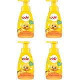 Dalin Bebek Köpük Sabun 200 ml x 4 – Yumuşak Formüllü, Mango ve Portakal Kokulu, BPA’sız Sarı Şişe Seti