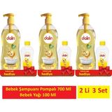 Dalin Bebek Şampuanı 700 ml + 100 ml Bebek Yağı 2 Li x 3 Set - Sarı