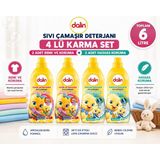 Dalin Sıvı Çamaşır Deterjanı 1500 ml 4 Lü Karma Set – Renk ve Koruma + Hassas Koruma Toplam 6 Litre - 1,5 lt