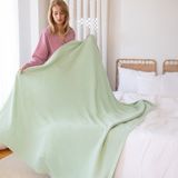 Dalisa Alina %100 Organik Pamuk Nefes Alan Örtü, Örgü Koltuk Şalı, Tv Battaniyesi - 130 x 150 cm - Mint