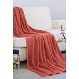 Dalisa Alina Organik Pamuk Nefes Alan Örtü, Örgü Koltuk Şalı, Tv Battaniyesi - Kiremit - 150 x 200 cm