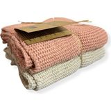 Dalisa Carmen Örme Pamuk El Havlusu 2 Li Su Emici Kurulama Bezi 30X50 cm - 30 x 50 cm - Pembe - Ekru