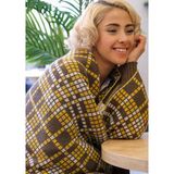 Dalisa Desenli Battaniye Model Nostalji Püsküllü Tek Kişilik Koltuk Battaniye Retro - 130 x 150 cm - Kahverengi