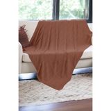 Dalisa Mathilda Örgü Yumuşak Koltuk Şalı, Evde Kullanılabilir Hafif Tv Battaniyesi - Kiremit - 130 x 150 cm