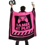 Dalisa Neon Gamer Yatak Örtüsü, Desenli El Örgüsü, Nefes Alan Triko Battaniye - 130 x 170 cm - Fuşya