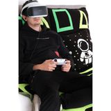 Dalisa Neon Gamer Yatak Örtüsü, Desenli El Örgüsü, Nefes Alan Triko Battaniye - 130 x 170 cm - Sarı