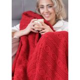 Dalisa Saç Örgü Battaniye Model Tek Kişilik Battaniye Cuo - 130 x 150 cm - Kırmızı