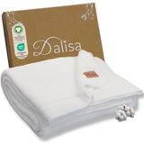 Dalisa%100 Organik Pamuk Örgü Battaniye – GOTS Sertifikalı, Hafif, Nefes Alabilir ve Rahat Yapısıyla Kanepe, Yatak ve Ev Dekorunda Boho Vintage Tarzı (Beyaz, 130X150)