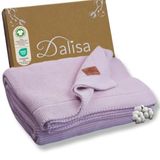 Dalisa%100 Organik Pamuk Örgü Battaniye – GOTS Sertifikalı, Hafif, Nefes Alabilir ve Rahat Yapısıyla Kanepe, Yatak ve Ev Dekorunda Boho Vintage Tarzı (Lavanta, 150X200)
