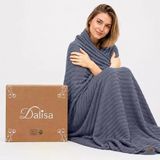 Dalisa%100 Organik Pamuk Örgü Koltuk Battaniyesi, Gri-Mavi, 60x80 İnç, GOTS Sertifikalı, Tığ Örgü, Yetişkinler İçin, Çevre Dostu Lüks, Lynx Esinli Desen