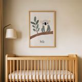 Dallarda Sevimli Koala Çocuk Odası Duvar Posteri Çerçeveli Tablo Duvar Dekorasyonu - 21 x 30 - Ahşap Çerçeveli