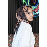 Dallı Desen Turuncu Soft Pamuk Eşarp Oranj