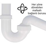 Dallmer Yer Kazandıran Çift Gözlü Evye Sifonu, Tip 020 Iki Evye Için, Süzgeçli, Evye Dolabı, Çekmecesinde Evye Altında Duvara Bitişik Montajlı Koku Önleyici S Sistemi Çamaşır Bulaşık Makinesi Giderli