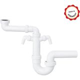 Dallmer Yer Kazandıran Çift Makine Giriş Ağızlı Koku Önleyici Lavabo ve Evye Sifonu 100/1, Çamaşır Bulaşık Kurutma Makinesi Gideri Bağlanabilir, 50'lik Çıkış Borulu, 1 1/2'' Lavabo Süzgecine Uygun Bağlantılı - Süzgeçsiz