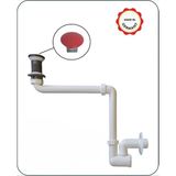 Dallmer Yer Kazandıran Lavabo Sifonu 137 - Taşma Deliksiz,Lavabo Dolabında ve Çekmecesinde,Lavabo Altında Duvara Bitişik Montajlı Koku Önleyici S Sistemi,Kolay Temizlenir Giderli, Ayarlanabilir Borulu - Parlak kırmızı seramik pop-up süzgeçli