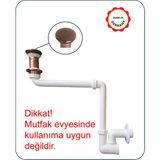 Dallmer Yer Kazandıran Lavabo Sifonu 137 - Taşma Deliksiz,Lavabo Dolabında ve Çekmecesinde,Lavabo Altında Duvara Bitişik Montajlı Koku Önleyici S Sistemi,Kolay Temizlenir Giderli, Ayarlanabilir Borulu - Rose gold rengi seramik pop-up süzgeçli