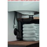 Dallmer Yer Kazandıran Siyah Lavabo Sifonu 137 - Lavabo Dolabında ve Çekmecesinde, Lavabo Altında Duvara Bitişik Montajlı Koku Önleyici S Sistemi, Kolay Temizlenir Giderli, Ayarlanabilir Borulu - Paslanmaz delikli süzgeçli