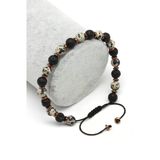 Dalmaçyalı Jasper-Lav Doğal Taş Makrome Örme Bileklik Küre Kesim - Bmk-680