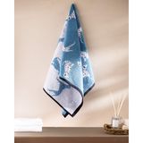 Dalmatien Ipliği Boyalı Yüz Havlusu - Mavi - 50X85 cm - 50 x 85 cm
