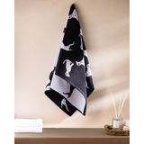 Dalmatien Ipliği Boyalı Yüz Havlusu - Siyah - 50X85 cm - 50 x 85 cm