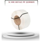 Dalpak Ambalaj 12 mm Beyaz Pp Çember ( Polipropilen ) Makine Çemberi ( Koli Kapama , Koli Koruma Çemberi ) + 200 Adet Sac Toka - 1 Adet