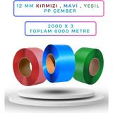 Dalpak Ambalaj 12 mm Otomatik Makine Çemberi PP ( Polipropilen ) Çember Seti Kırmızı , Mavi , Yeşil - 1 Adet