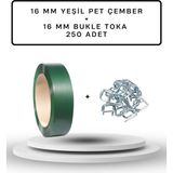 Dalpak Ambalaj 16 mm Yeşil Çember ( Yeşil Polyester Şerit ) + 250 Adet Çember Tokası - 1 Adet