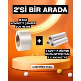 Dalpak Ambalaj 19 mm 600 Metre Kompozit Lifli Çember ve 17 Micron 50 cm Streç Film 3 x 300 Metre Seti - 1 Adet