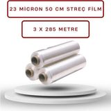 Dalpak Ambalaj 3 Adet Streç Film 23 Micron 50 cm 285 Metre x 3