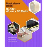 Dalpak Ambalaj Maskeleme Bandı Kağıt Bant 48 mm 35 Metre x 15 Adet - 1 Adet