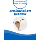 Dalpak Ambalaj Yarı Otomatik Makine Çemberi ( 12 mm Beyaz Polipropilen ( PP ) Çember 3000 Metre ) - 1 Adet