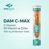 Dam Medikal Dam C-Max C Vitamini D3 Vitamini ve Çinko 1000 Mg 20 Efervesan Tablet - --