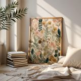DAMAIART Bohem yabani çiçek baskılı poster, soyut çiçek sanat folyoları, oturma odası, yatak odası ve ev dekorasyonu için (50 x 70 cm/iç çerçeve)