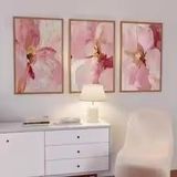 DAMAIART Soyut Pembe Çiçekli Duvar Sanatı Kanvas Tablolar İskandinav Posterleri ve Baskıları Minimalist Oturma Odası Ev Dekorasyon Resimleri (50x70cmx3/İç Çerçeve)