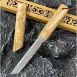 Damascus Tanto Japon EDC Zeytin Ağacı Sap