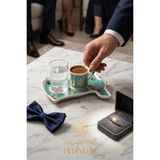 Damat Kahvesi Fincanı | Kahve Sunum Seti | Söz Nişan Kahve Seti | Kahve Fincanı Su Bardağı Sunum Tepsisi Seti - Turkuaz