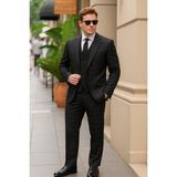 Damat Slim Fit Renk Seçenekleriyle Mono Yaka Tek Yırtmaçlı Astarlı Takim Elbise Kombinli - Siyah - Açık - Gri - 52