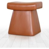 Dambert Deri Puf - Taba - 50 x 48 cm