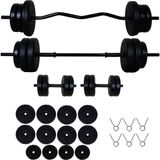 Dambıl 58kg Z Bar ve Düz Barlı Halter Dambıl Seti - 58 kg