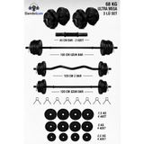 Dambılcım 68 Kg 3 Barlı Ultra Megaset Halter Seti , Dambıl & Ağırlık akası,fitness Seti