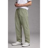 Damga Erkek Beli Lastikli Bol Paça Yeşil Keten Pantolon - 2XL