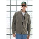 Damga Erkek Fermuarlı 3 Cepli Vizon Uzun Hırka Polar