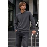 Damga Erkek Fermuarlı Polo Yaka Füme Kazak - 2XL