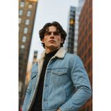 Damga Erkek Içi Kürklü Polo Yaka Buz Mavi Kot Mont