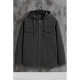 Damga Erkek Oversize Premium Füme Kapşonlu Mont - 2XL
