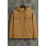 Damga Erkek Oversize Premium Kahve Kapşonlu Mont - 2XL