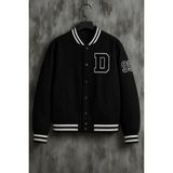 Damga Erkek Premium Oversize Siyah Kot Kolej Mont - 2XL